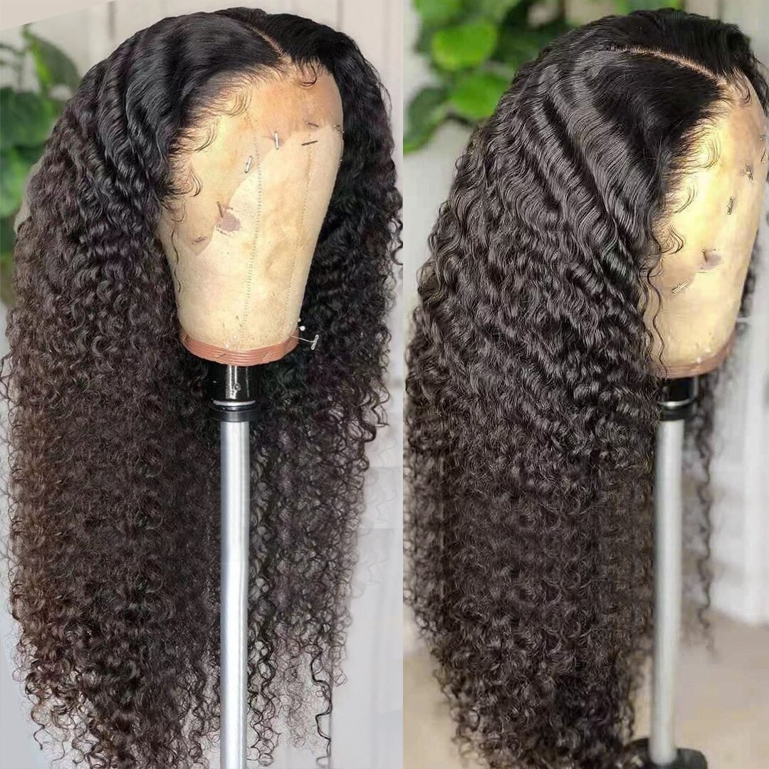Deep Curly Lace Front Human Hair Wigs T Part Brazi..